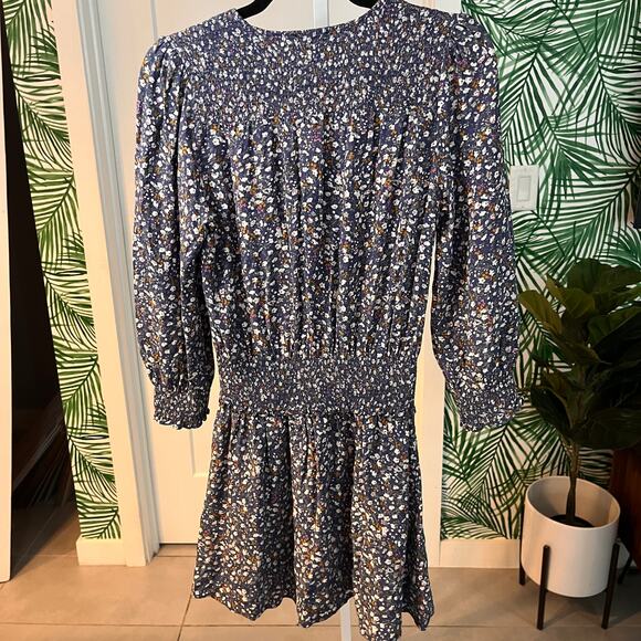 Rails Zana Floral Smocked Long Sleeve Mini Dress Size Medium - Picture 3 of 12